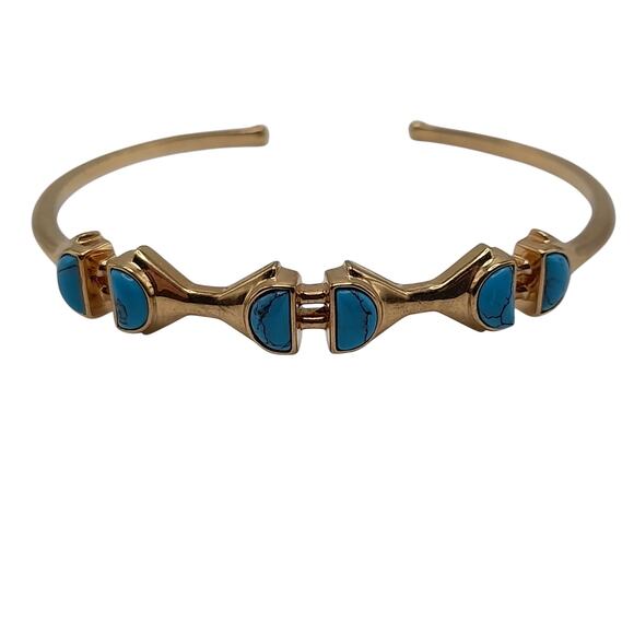 Stella & Dot Turquoise Gold Tone Cuff Bracelet - Picture 8 of 9